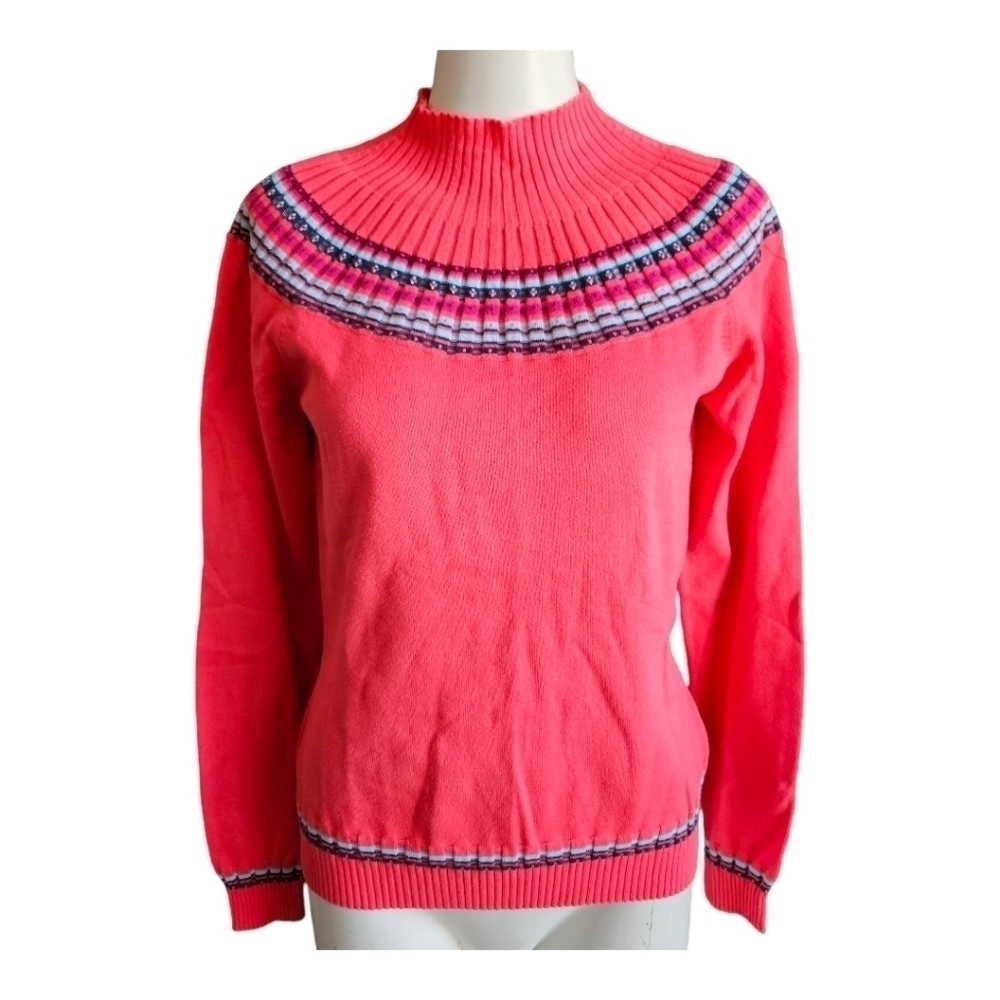 IZOD Womens Coral‎ Mock Neck Sweater Sz Medium